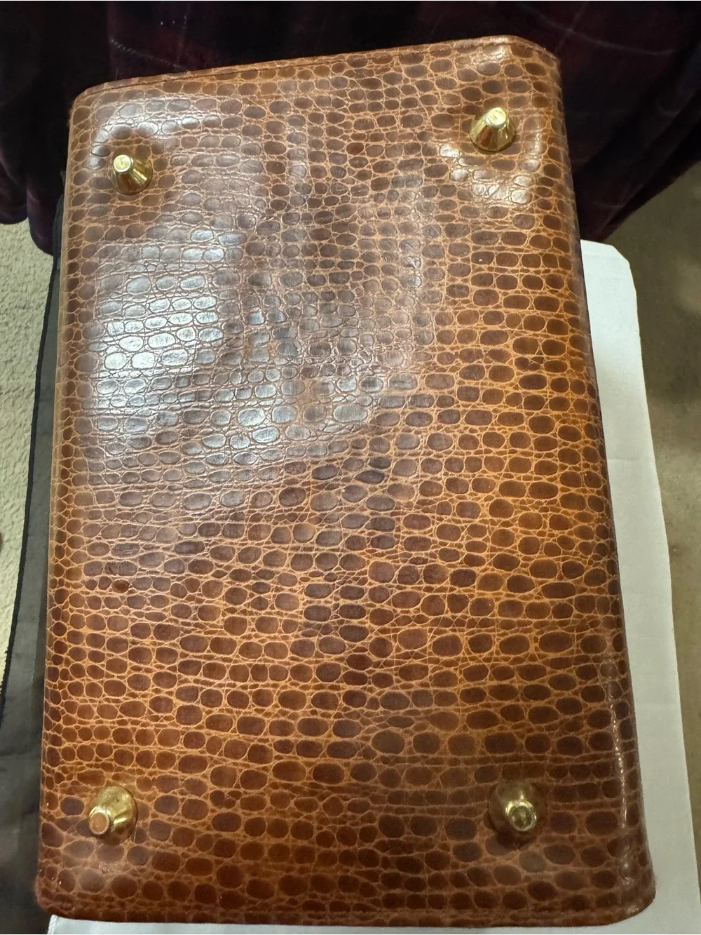 Vintage Neiman Marcus Bentony  Croc-Embossed Toiletry Vanity Case — SEE NOTES